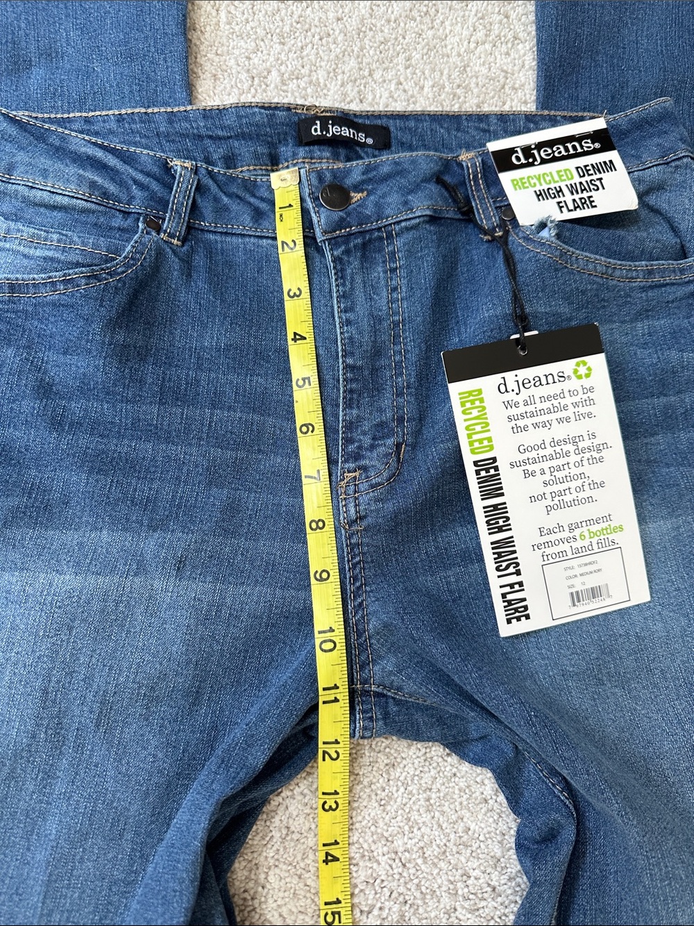 d. Jeans Recycled Denim High Waist Flare Jeans NWT - Picture 8 of 11